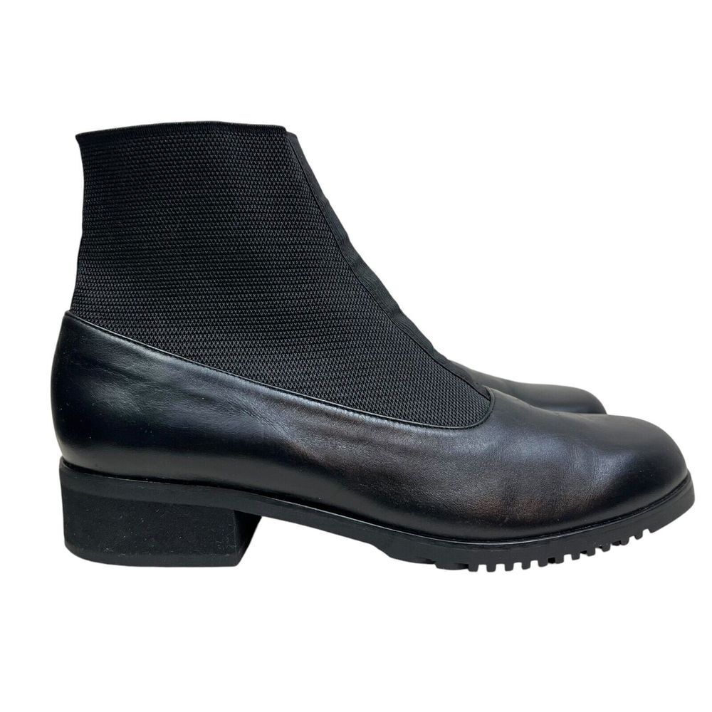 81st & Park Womens Boots Black Leather Stretch Gore Sock Block‎ Heel Size 7.5M